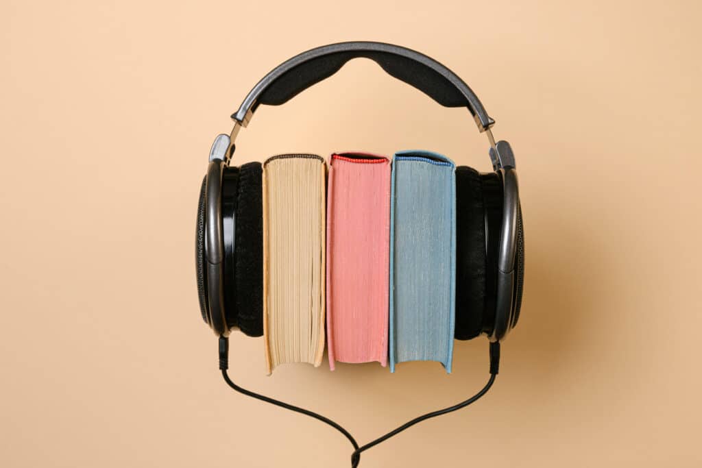 headphones around books