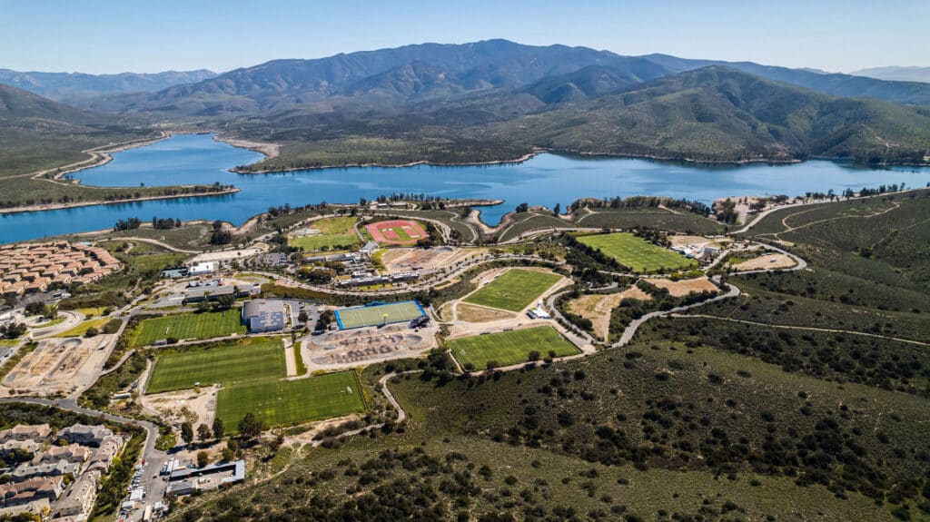 An aerial shot of the Chula Vista Elite Athlete Training Center in San Diego County, California, USA