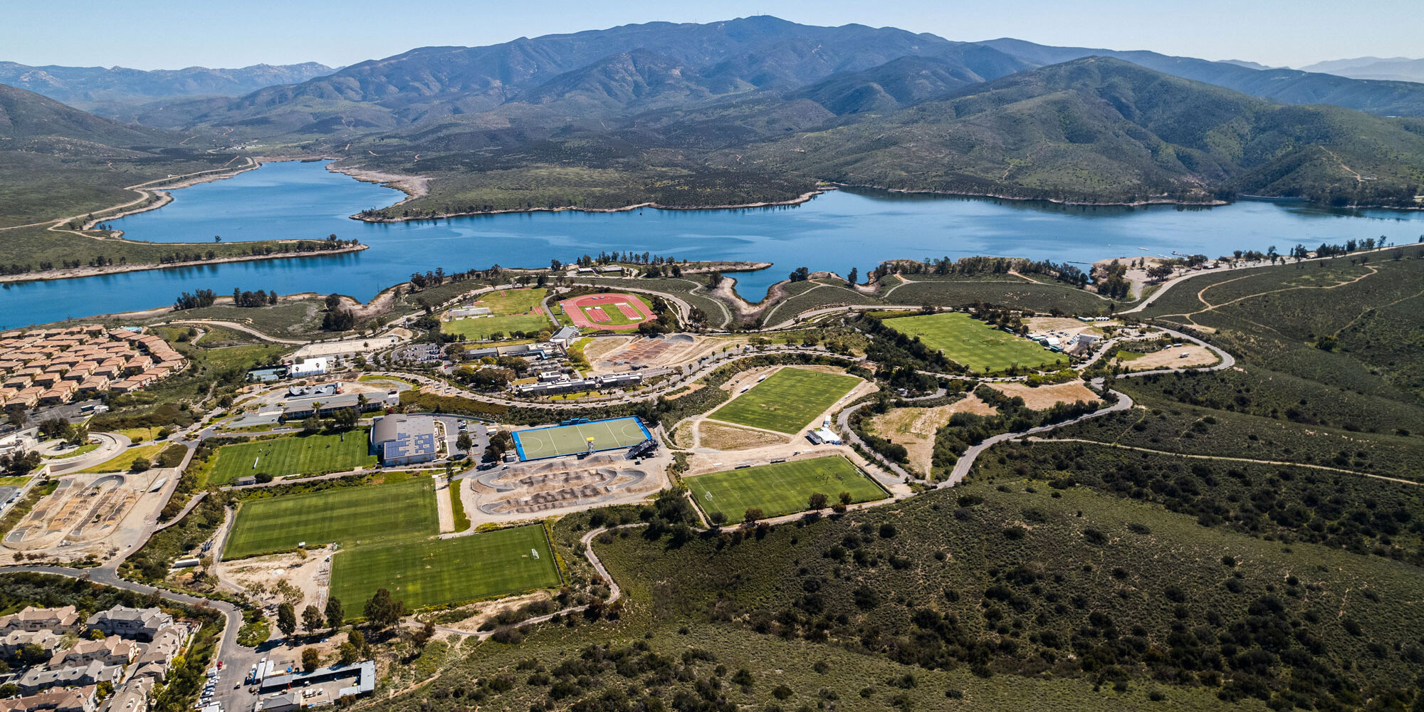 An aerial shot of the Chula Vista Elite Athlete Training Center in San Diego County, California, USA